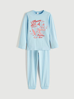 Bask?l? K?z ?ocuk Pijama Tak?m