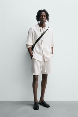 BERMUDA RELAXED FIT 100% LINO / Blanco