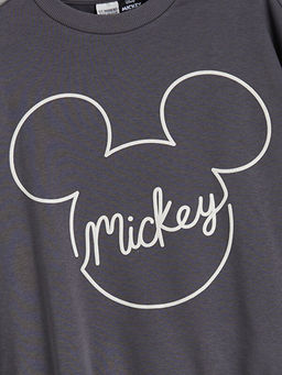 Bisiklet Yaka Mickey Mouse Bask?l? K?z ?ocuk Sweatshirt ve E?ofman Alt?