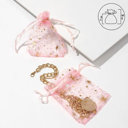 Цена за 100 шт. Мешочек подарочный Вспышки, 7x9, цвет розовый с золотом - Simaland фото 2