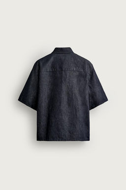 CAMISA DENIM BOXY FIT ALGOD?N - LINO / ?ndigo - Zara фото 7