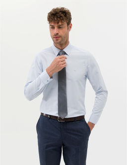 A__k Mavi Slim Fit Uzun Kollu Basic G_mlek