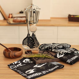 Набор кухонных полотенец Доляна Rock'n'roll 35х60см-4шт, 100% хл  фото 8