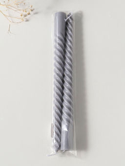 Цена за 2 шт. Свеча витая 25 см (набор 2 шт) 57 гр, 5 ч, цв. серый