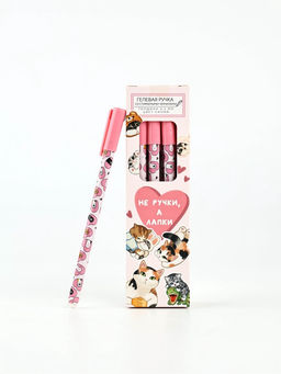 Цена за 12 шт. Ручка пластик пиши-стирай с колпачком "Не ручки, а лапки", синяя паста, гелевая 0,5 мм