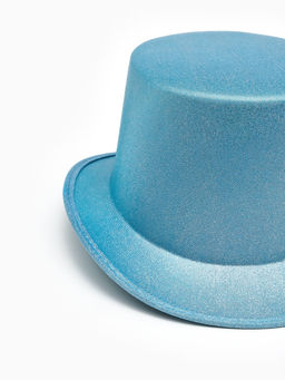 Карнавальная шляпа "Цилиндр" голубая с блёстками р-р 56-58