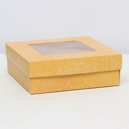 Цена за 5 шт. Коробка подарочная складная, упаковка, крышка - дно, с окном, крафт, 15?15?5 см