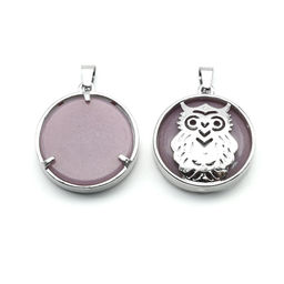 Подвеска Сова 27*27мм с кварцем цв.сиреневый