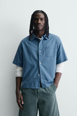 CAMISA BOXY FIT CUADROS / Azul - Zara фото 2
