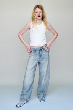 JEANS BARREL STRASS / Azul claro