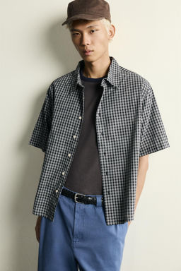 CAMISA RELAXED FIT JACQUARD CUADROS / Azul - Zara фото 6