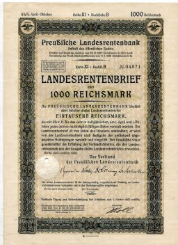 Облигация 4,5% 1000 рейхсмарок 1939 года Германия