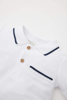 Футболка-поло с короткими рукавами для маленьких мальчиков - Defacto фото 2