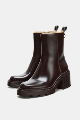 HEELED ANKLE BOOTS WITH FAUX FUR LINING - Zara фото 8