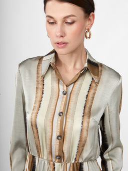 Платье из принтованной атласной ткани - Tantino фото 10