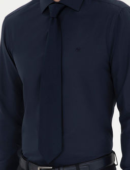 Lacivert Slim Fit Uzun Kollu Basic G_mlek