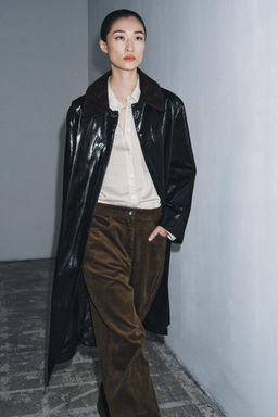ZW COLLECTION LIMITED EDITION SHINY TRENCH COAT WITH CONTRAST COLLAR