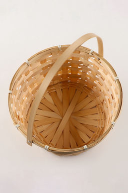 Корзина плетёная, 26×26×12 см, ручка h=18 см, бамбук, натуральный цвет