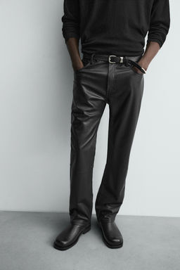 LEATHER-EFFECT STRAIGHT-LEG TROUSERS - Zara фото 4