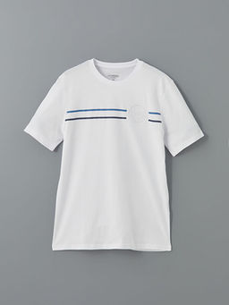 Bisiklet Yaka K?sa Kollu Bask?l? Penye Erkek Ti??rt