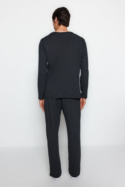 TRENDYOL MAN Lacivert Regular Fit Bask?l? Orme Pijama Tak?m? TMNAW24PT00005 - Trendyolmilla фото 6