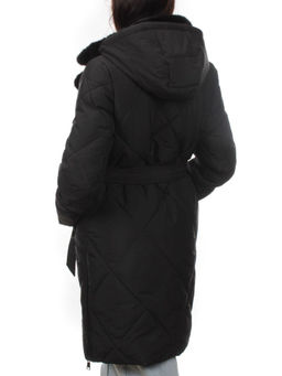 309 BLACK/BLACK Пальто зимнее стеганое женское (200 гр. холлофайбер, натуральная норка) - Fashion фото 8