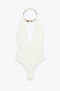 HALTER SWIMSUIT WITH METAL COLLAR - Zara фото 5
