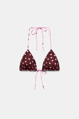TOP BIKINI TRIANGULAR ESTAMPADO LUNARES / Rosa - Zara фото 3