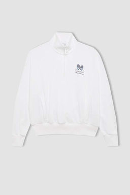 DeFactoFit Спортивная толстовка Oversize с воротником-стойкой и молнией с принтом  фото 10