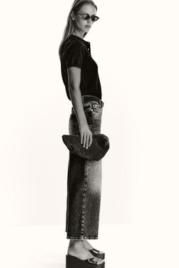 Z.10 HIGH-WAIST BELTED CULOTTES JEANS - Zara фото 4