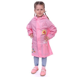 Дождевик-плащ детский "Рокки-Динозаврик" с капюшоном, рукава на резинке, цвет розовый, размер M(64*46см) ДоброСад