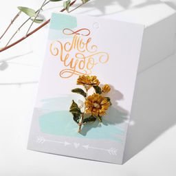 Брошь Цветы календула, цвет желто-зеленый в золоте - Queen fair фото 3