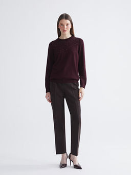 Bisiklet Yaka Ta?l? Kad?n Triko Kazak