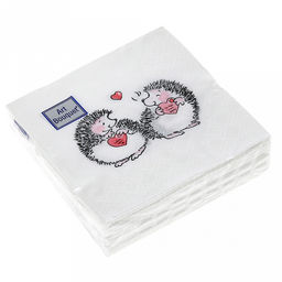 Салфетки бумажные "Art Bouquet" 20х20см, 2-х слойные, 30 штук в упаковке, 100% целлюлоза, "Ежики" (Россия)