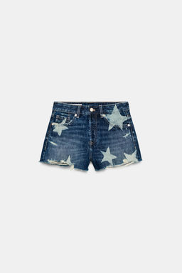 SHORTS DENIM TRF TIRO MEDIO ESTRELLAS / Azul - Zara фото 3