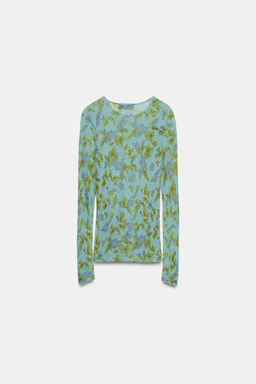 TOP PUNTO ESTAMPADO FLORAL / Azul - Zara фото 8