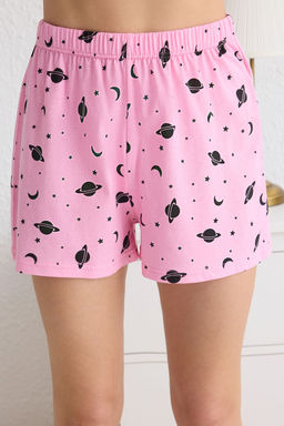 Trendyolmilla Beyaz %100 Pamuklu Galaksi Desenli Sortlu Orme Pijama Tak?m? THMSS25PT00070  фото 9