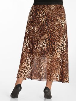 Юбка леопардовая длинная на резинке летняя - Almond фото 5