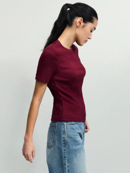 Базовая футболка в рубчик / Zarina  фото 4