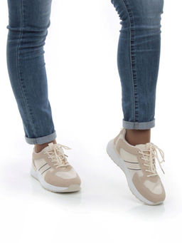 05-6027-6 BEIGE Кроссовки женские (искусственные материалы) - No name фото 3