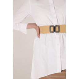 Ремень женский, ширина 6 см, пряжка металл, цвет бежевый - Simaland фото 5