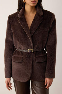 Kahverengi Kemerli T_yl_ Ka_e Regular/Normal Kal_p Blazer Blazer Ceket TWOAW26BC00041 - Trendyolmilla фото 6