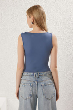 TRENDYOLMILLA Indigo Buzgu/Drape Detayl? Fitted/Vucuda Oturan C?tc?tl? Esnek Orme Body TWOSS25BD00005  фото 6