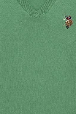 Вязаный свитер Mint V-образным вырезом для мальчиков Basic - U.s. polo assn фото 3