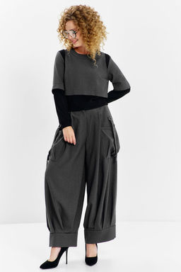 Костюм Euro Moda 632 серый (клетка), черный