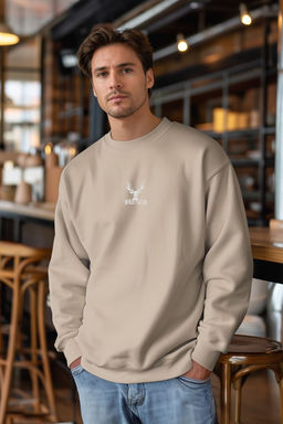 Tas Oversize/Genis Kesim Bisiklet Yaka Uzun Kol Hayvan Nak?sl? Sweatshirt TMNAW24SW00169