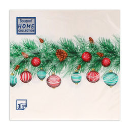 Цена за 2 шт. Салфетки бумажные Home Collection Classic Новогодняя гирлянда, 3 слоя, 33?33 см, 20 шт.