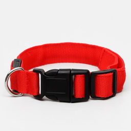 Ошейник с подсветкой Двойная полоса размер М, ОШ 40-48 х 2,5 см, 3 режима свечения красный - Пижон фото 4