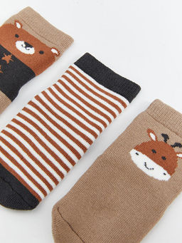 Bask?l? Erkek Bebek Soket ?orap 3l? - Waikiki фото 2