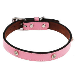 Пэт тойс (Pet toys) Ошейник для собаки Стразы 1,9х45см, металлическая застежка, под кожу, с декором, на картоне, цвета в ассортименте: красный, фиолетовый, розовый, бежевый (Китай)